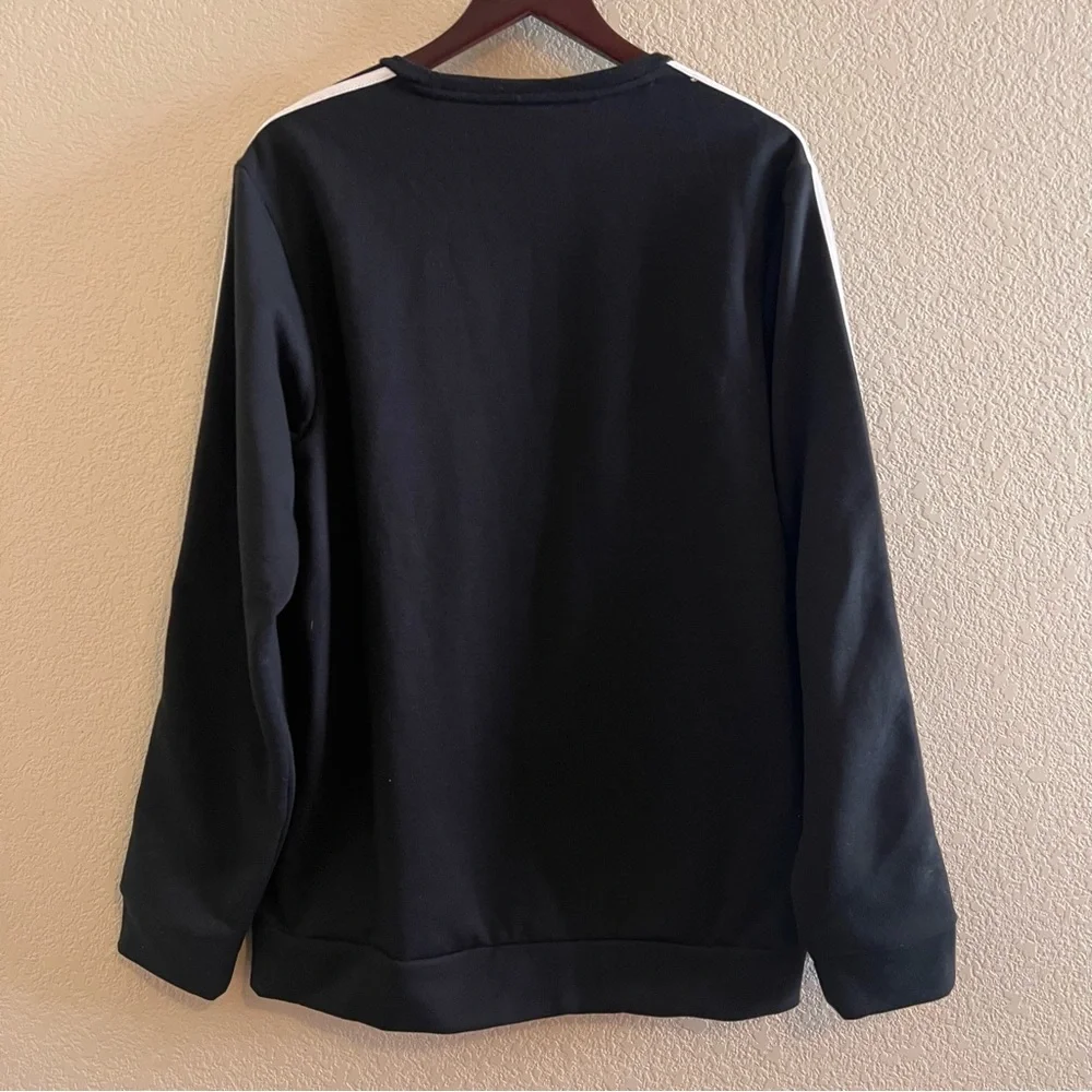 Adidas Striped Crewneck Fleece Sweatshirt Size Large NWT